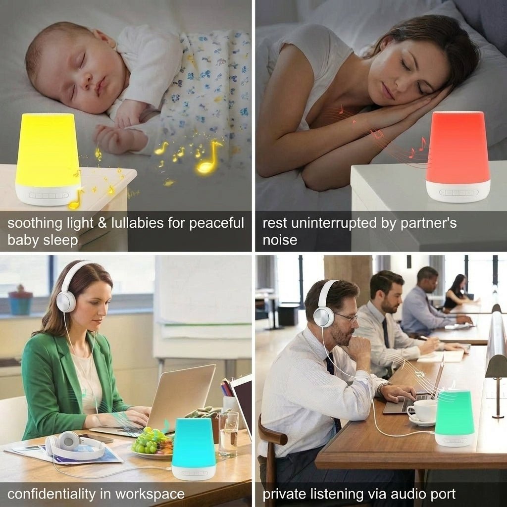 Movanella MBZ085 use-case collage with sleep, work, and private listening scenarios