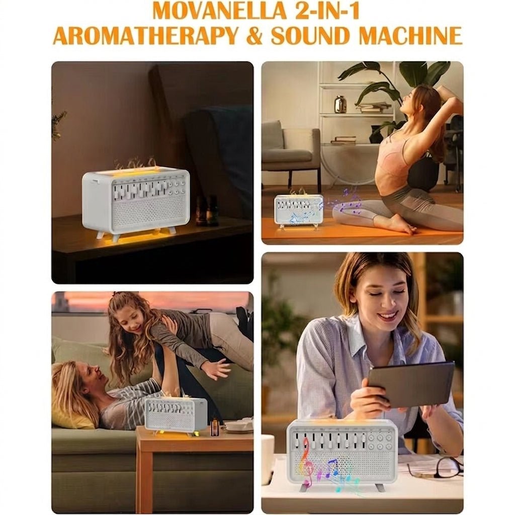 4 in 1 HIFI Bluetooth Speaker LED White Noise Speaker White Noise Sleep Aid Night Light Humidifier Machine with 8 Nature Sounds - Movanella