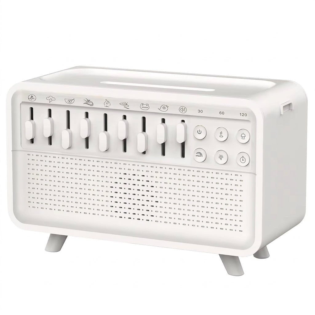 4 in 1 HIFI Bluetooth Speaker LED White Noise Speaker White Noise Sleep Aid Night Light Humidifier Machine with 8 Nature Sounds - Movanella