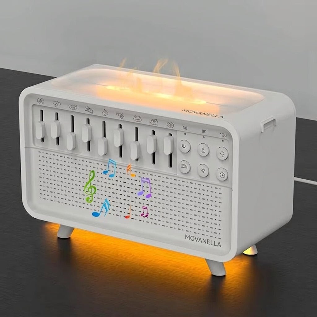 4 in 1 HIFI Bluetooth Speaker LED White Noise Speaker White Noise Sleep Aid Night Light Humidifier Machine with 8 Nature Sounds - Movanella