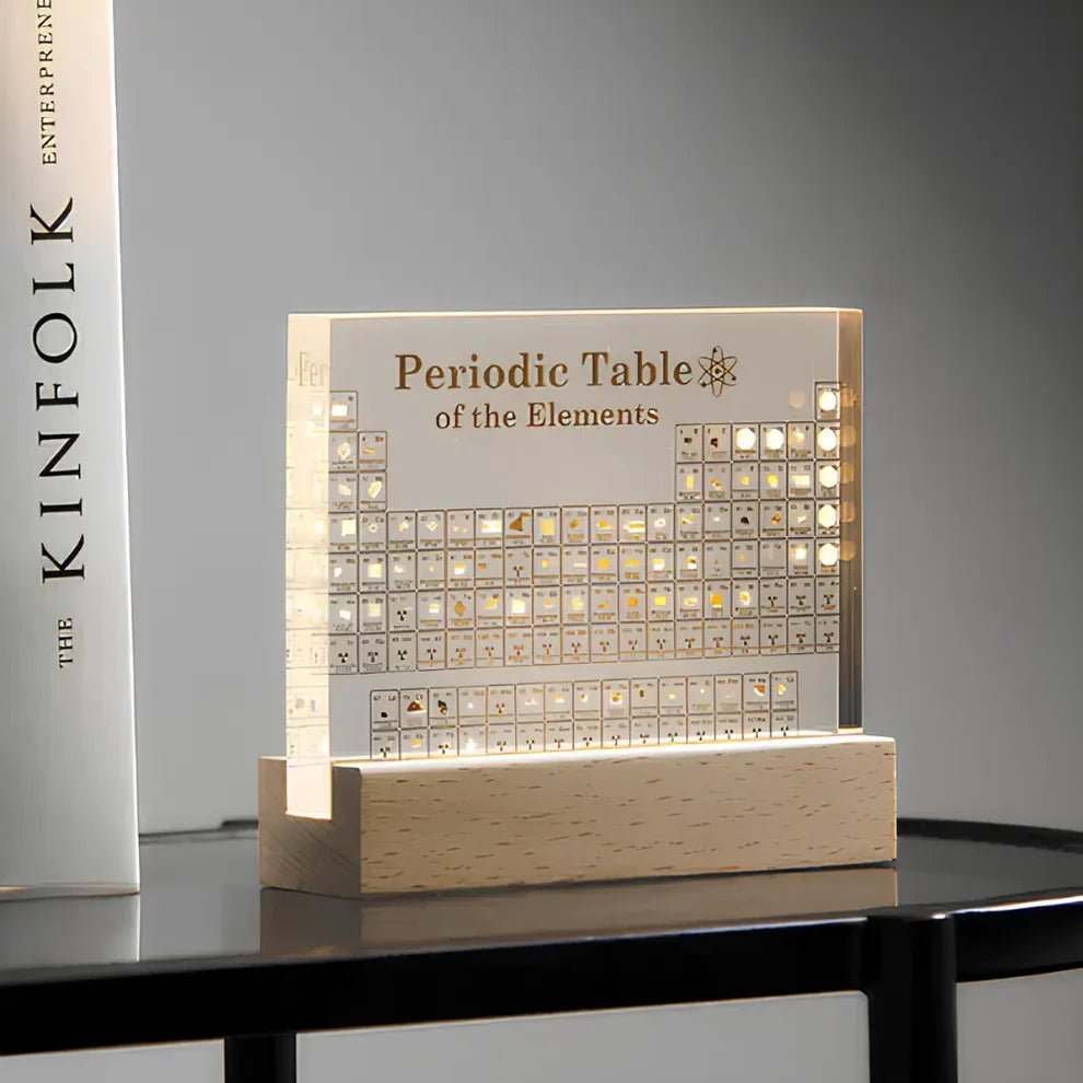 Periodic Table LED Display – Acrylic Panel with Real Element Samples - Movanella