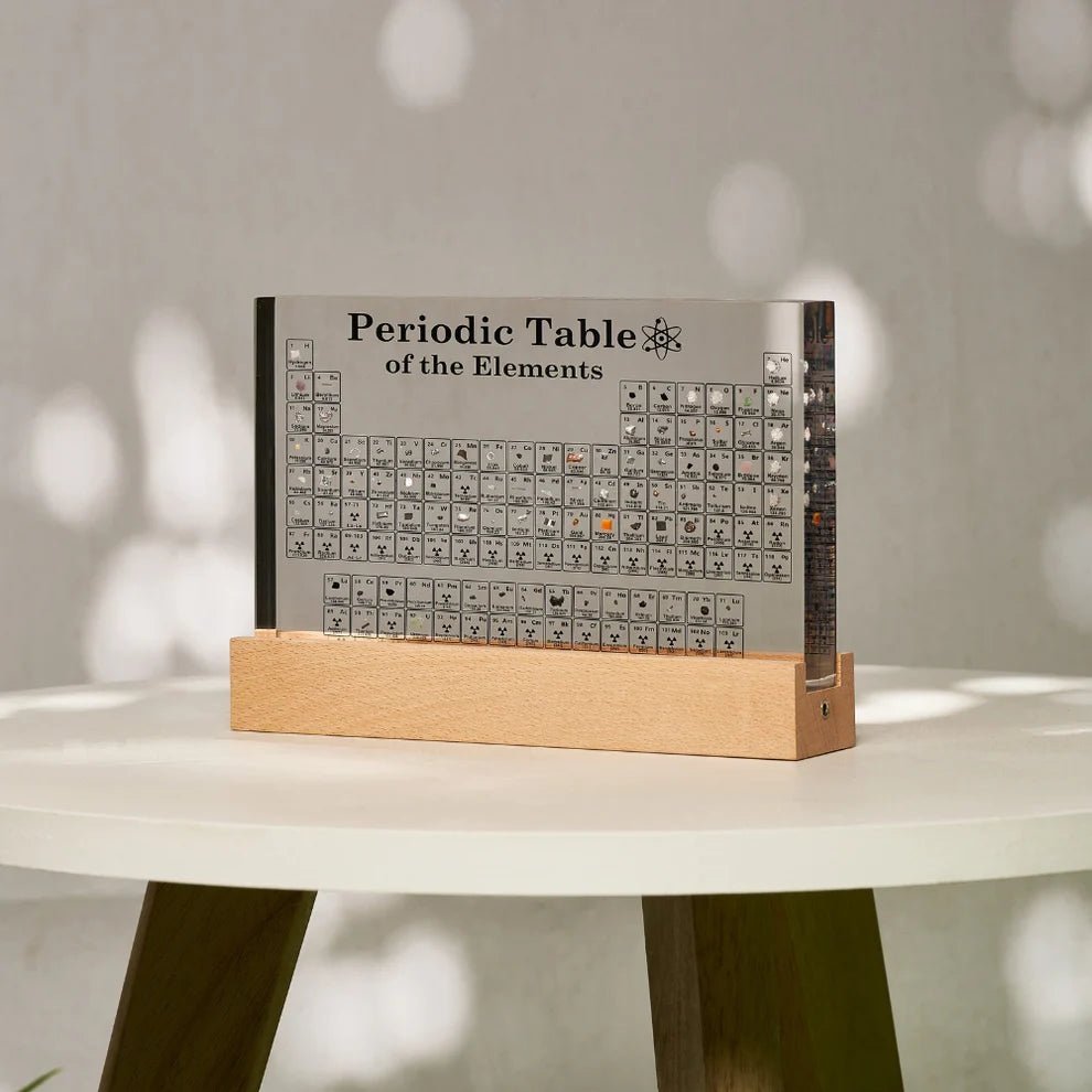 Periodic Table LED Display – Acrylic Panel with Real Element Samples - Movanella